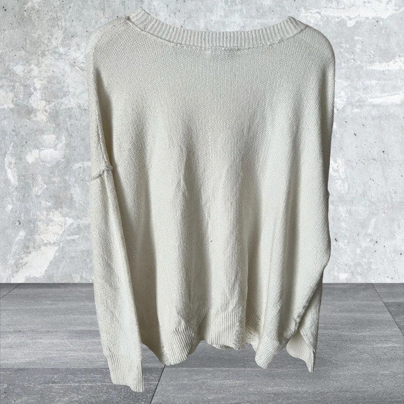 Frayed Denim Gwen Distressed Sweater color Marshmallow size MEDIUM NEW - Picture 11 of 13